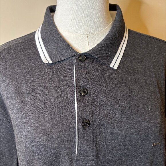 NWT Michael Kors Men's Greenwich Polo Shirt - Charcoal Melange - Picture 1 of 8